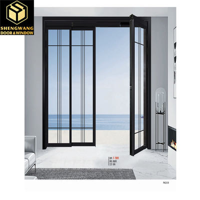 5mm 9A 5MM Schwarze Aluminium-Glastüren Bürotüren Schwingende Halb Aluminium-Glas-Scharniertür